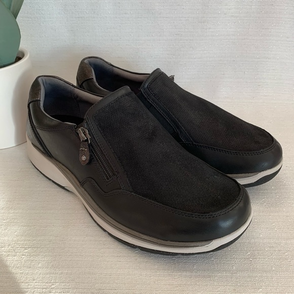 Aravon Pyper Black Leather Side Zip Comfort Slip On Sneakers Woman’s 9.5M - Picture 6 of 15